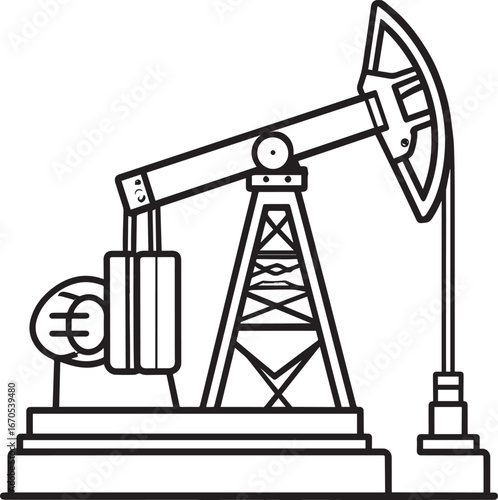 Black Vector Oil Pump Silhouette | Petroleum Industry Illustration