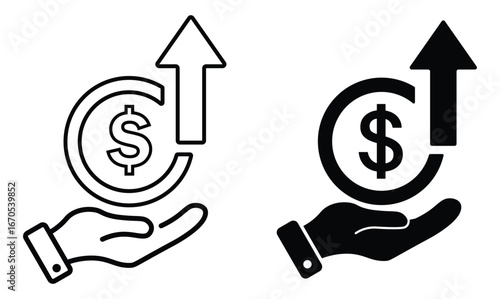 profitability icon set. profit margin icon. sale increases icon. growth icon. business growth, sales growth, revenue, profit margin, profit concept icon. vector illustration and transparent PNG.