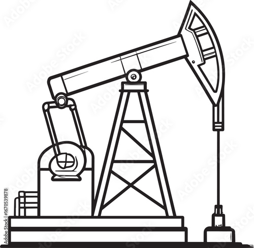 Black Vector Oil Pump Silhouette | Petroleum Industry Illustration