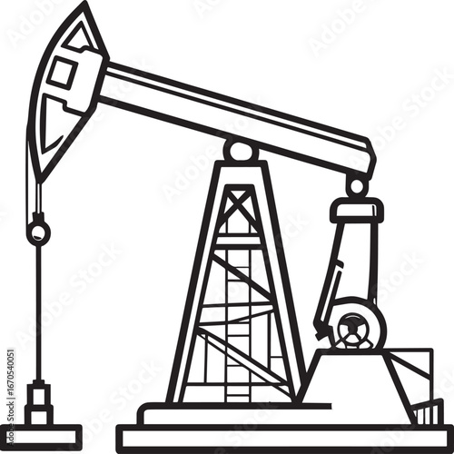 Black Vector Oil Pump Silhouette | Petroleum Industry Illustration