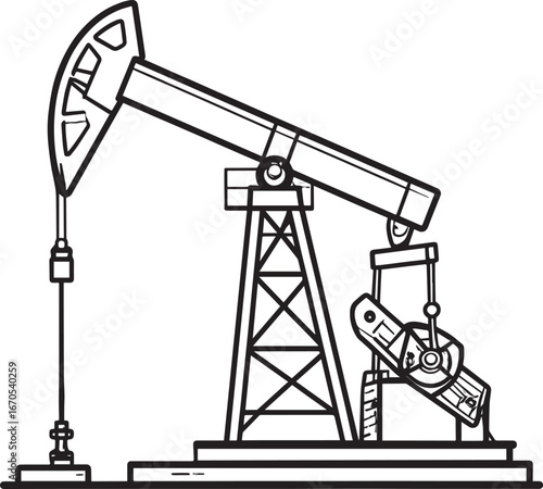 Black Vector Oil Pump Silhouette | Petroleum Industry Illustration
