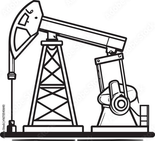 Black Vector Oil Pump Silhouette | Petroleum Industry Illustration