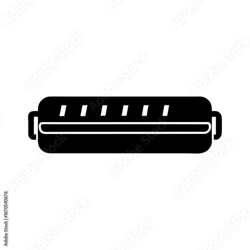 Silhouette harmonica simple music instrument mouth organ icon vector design isolated on white background