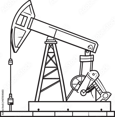 Black Vector Oil Pump Silhouette | Petroleum Industry Illustration