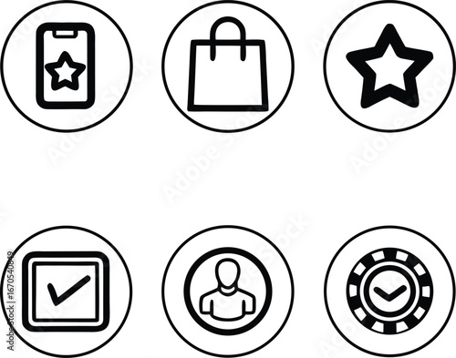 online, loyalty, program, icon, set, customer, reward, retention, gamification, simple, outline, design, for, app, vector