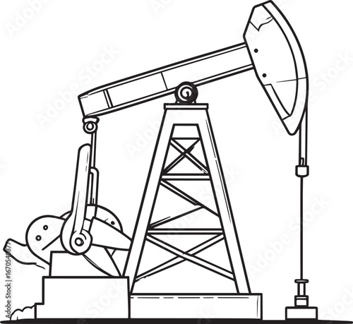 Black Vector Oil Pump Silhouette | Petroleum Industry Illustration