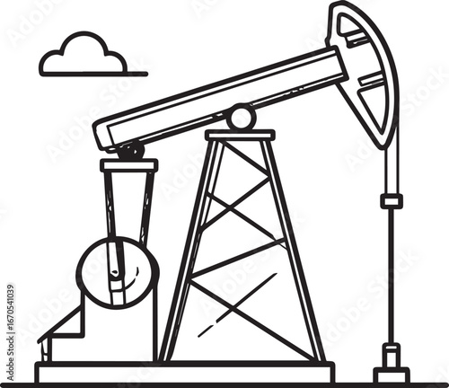 Black Vector Oil Pump Silhouette | Petroleum Industry Illustration