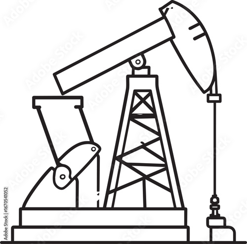 Black Vector Oil Pump Silhouette | Petroleum Industry Illustration