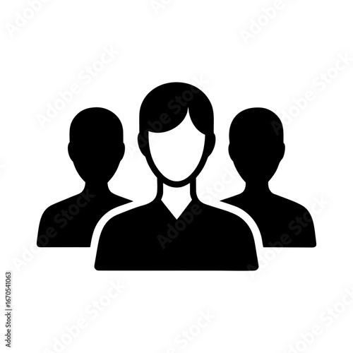 Silhouette three people group icon minimal team community symbol vector design isolated on white background