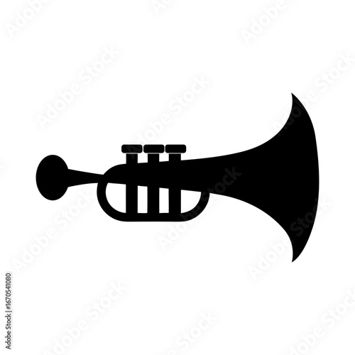 Silhouette trumpet minimal wind instrument music symbol vector design isolated on white background