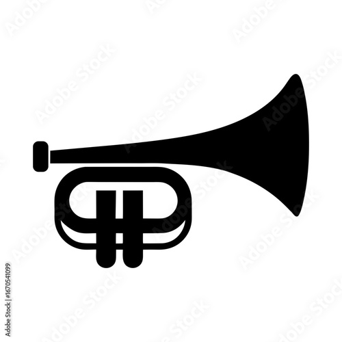 Silhouette trumpet horn simple clear minimal music instrument vector icon illustration on white background