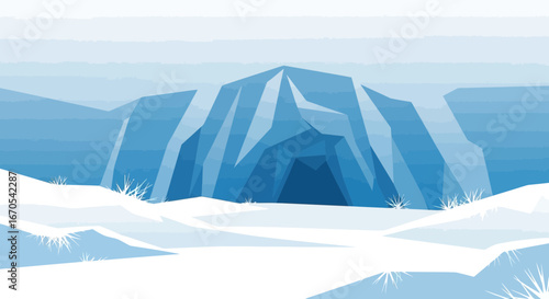 Serene Arctic Landscape Depicting Ice Covered Mountain And Snowscape Horizon