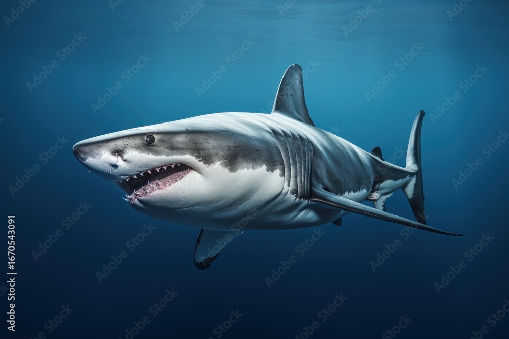 Fototapeta premium Great white shark animal fish underwater.