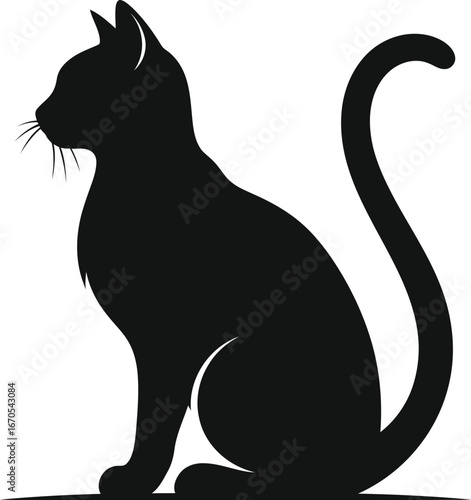 Black Silhouette of a Cat - Vector Illustration

