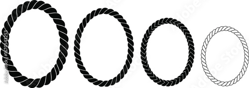 Set of Different Thickness Oval Rope Frames - Nautical Circular Shapes

