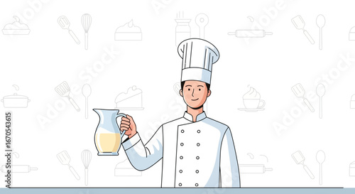 Professional Chef Presenting Fresh Milk for Culinary Uses And Recipe Creation