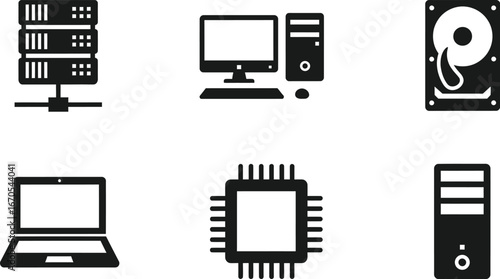 Computer Hardware Icons for Data Center and Networking

