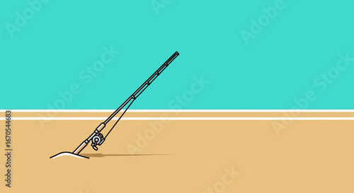 Serene Fishing Rod Still Life Captures A Tranquil Coastal Vibe