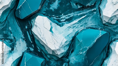 Abstract teal and white swirling fluid art with a heart shape