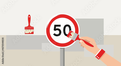 Redesigning Speed Limits Concept Vector Illustration Modification Process