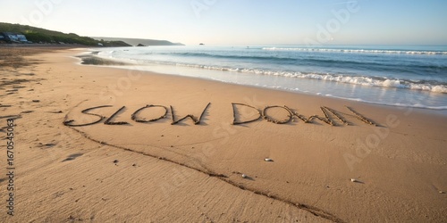 Beach Scene Slow Down Writt...