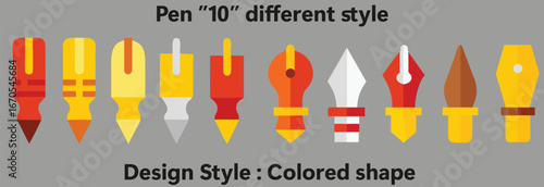 Pen Coloured Shape Art Style