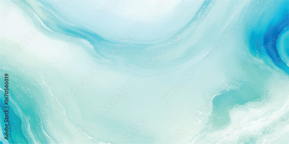 Obraz premium Soft watercolor wave design with pastel hues of green and blue for meditation, spa, and peaceful branding