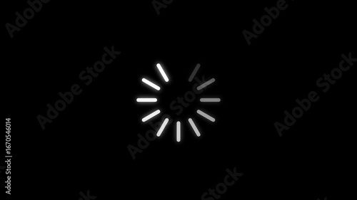 Animated circular loading mark with black background. Loading wheel animation. loading icon animation. Loading Circle Video with Glow. 4k video.
