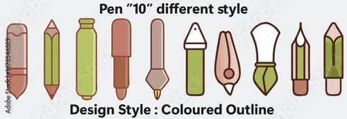 Pen Coloured Outline Art Style