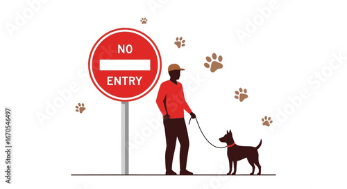 Restricted Access With Dog Symbolizing Rules And Responsibilities Of Pet Owners