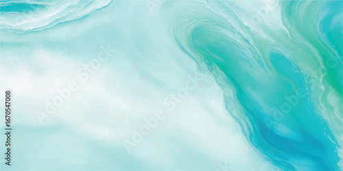 Abstract watercolor wave background in soft pastel blue and green for spa, yoga, and relaxation branding
