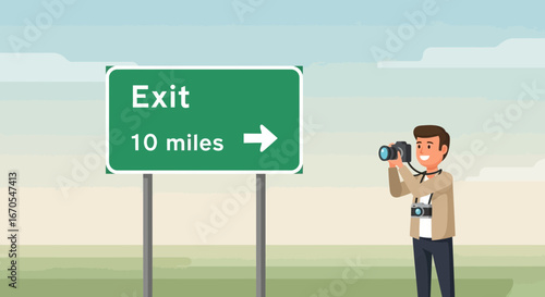 Roadside Photography Capturing Travel Memories By Highway Exit Destination