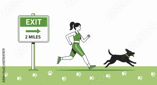 Running Buddy On the Jog To an Adventure With Her Canine Friend Outdoors