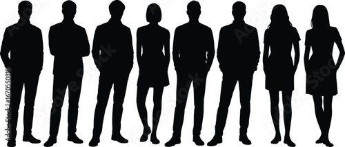 Diverse group of business people silhouettes standing together