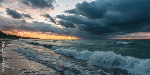 Dramatic Sunset Seascape Wi...