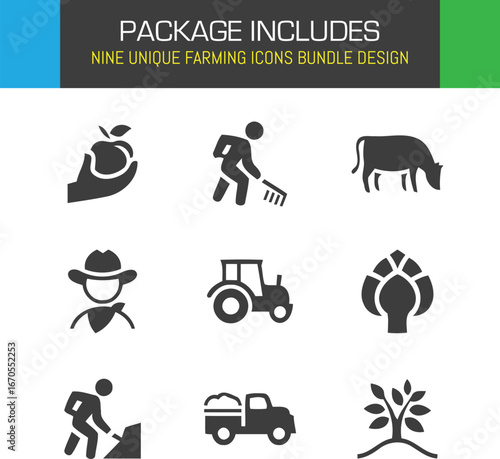 Celebrating the Harvest A Collection of Farming Icons Representing Rural Life in Simple Black