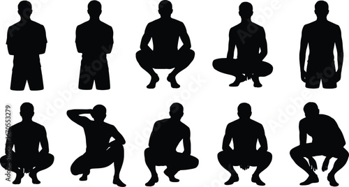 Collection of male silhouettes in various poses