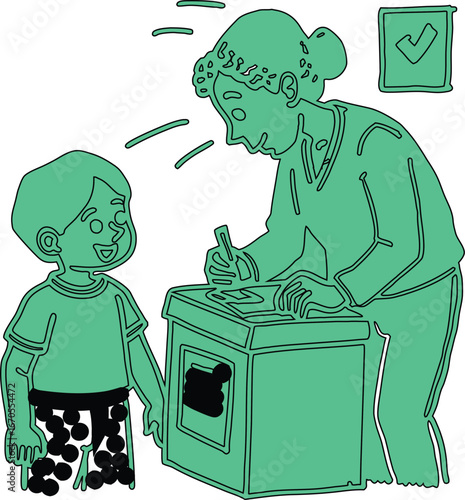 Future Voters - Child Observing Adult Voting
