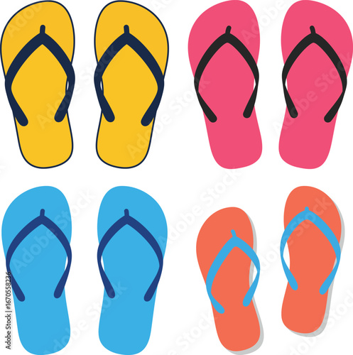 Flip Flop Sandals Vector Clipart | Summer Beach Vacation Shoe Bundle