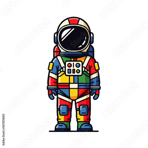 Colorful Astronaut in Space Suit
