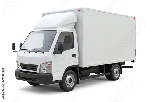 Modern white box truck ready for delivery logistics and commercial transport services