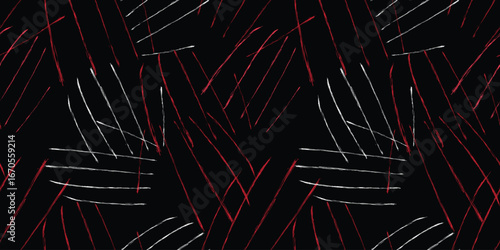 Abstract vector background of thin white and red diagonal strokes forming a chaotic web on a dark surface, creating a dynamic modern texture.