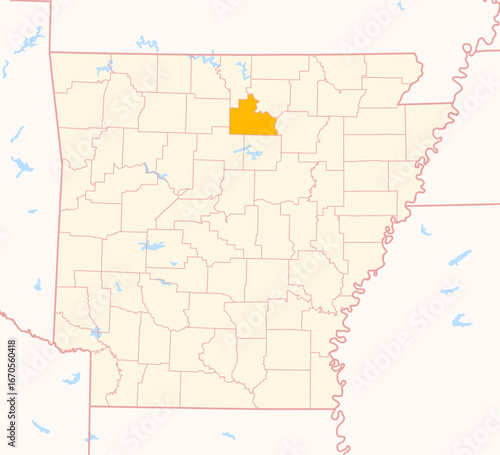Map of the County Stone (Arkansas, US) showing the Federal State with the highlighted County