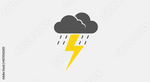 Stormy Weather Icon With Dark Cloud Lightning And Rain Design Element