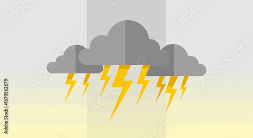 Stormy Weather Illustration With Cloud And Lightning Design Elements
