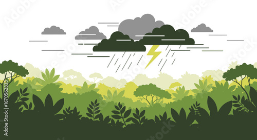 Stormy Weather Over The Jungle Depicting The Power of Nature