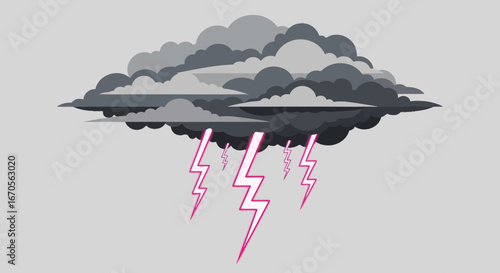 Stormy Weather With Dark Clouds And Flashes Of Lightning Illustration