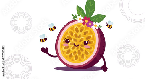 Sweet Passion Fruit With Bees And Floral Crown For Kids Designs