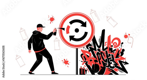 Street Artistry Urban Vandalism Creating Visual Impact With Spray Paint Culture