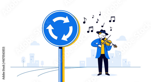 Street Performance By Roundabout Brings Melodic Interlude Into Urban Navigation